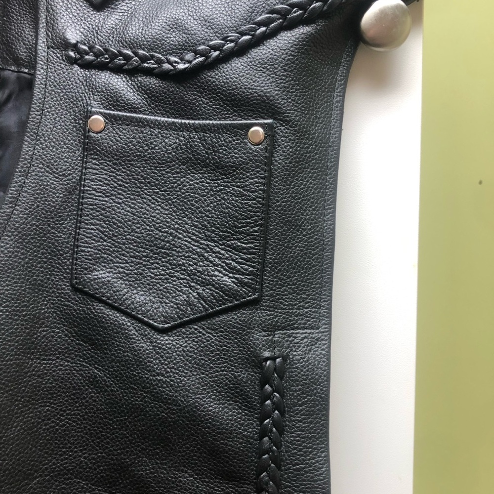 Black Leather Chaps with Braided Details
